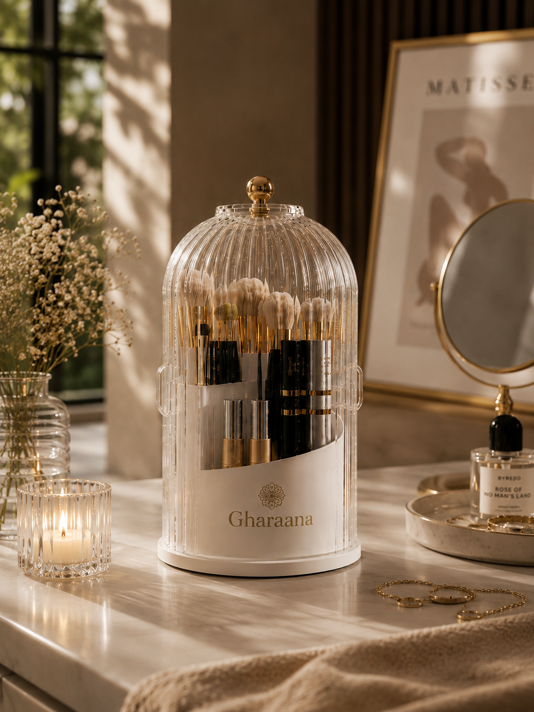 𝐆𝐇𝐀𝐑𝐀𝐀𝐍𝐀™ Dustproof Rotating Luxury Brush Holder
