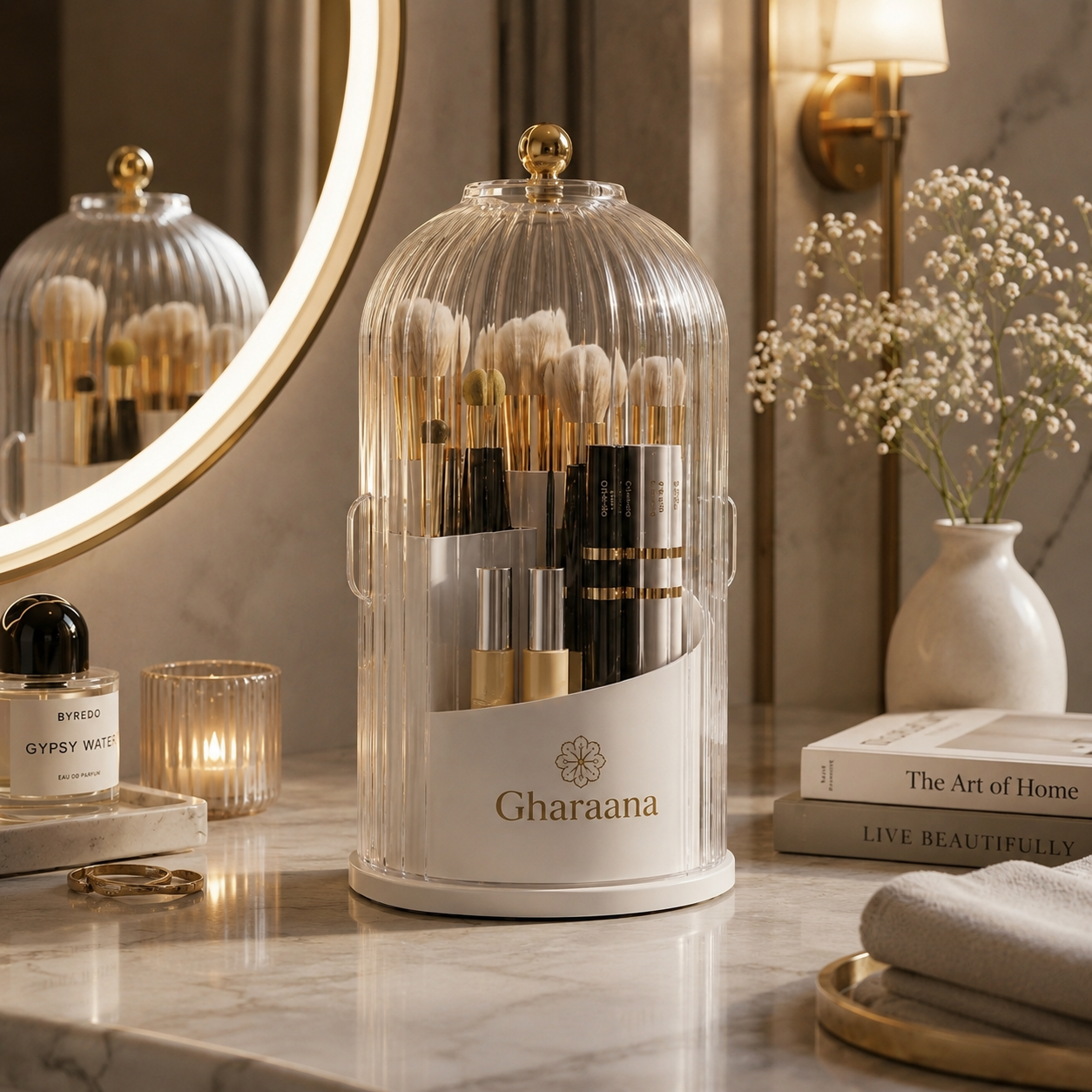 𝐆𝐇𝐀𝐑𝐀𝐀𝐍𝐀™ Dustproof Rotating Luxury Brush Holder