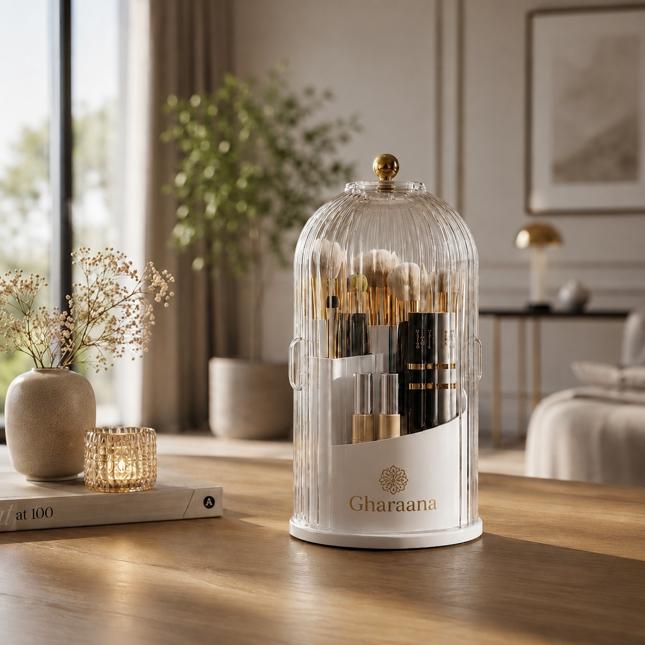 𝐆𝐇𝐀𝐑𝐀𝐀𝐍𝐀™ Dustproof Rotating Luxury Brush Holder