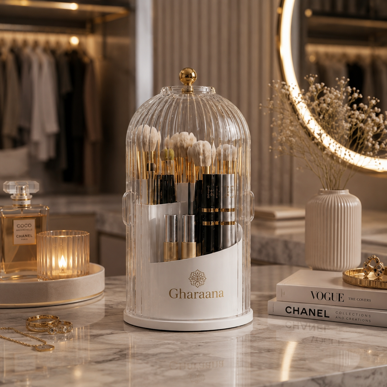 𝐆𝐇𝐀𝐑𝐀𝐀𝐍𝐀™ Dustproof Rotating Luxury Brush Holder